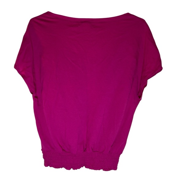 Vibrant Magenta OP Top with Peacock Feather Design Sz M - Picture 3 of 3